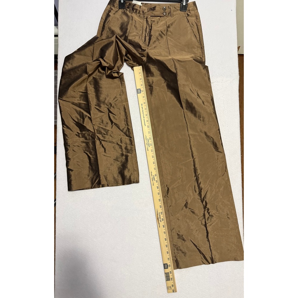 Rene Lezard Womens 100% Silk Wide Leg Trousers Bronze Brown Size 36 - Picture 5 of 6